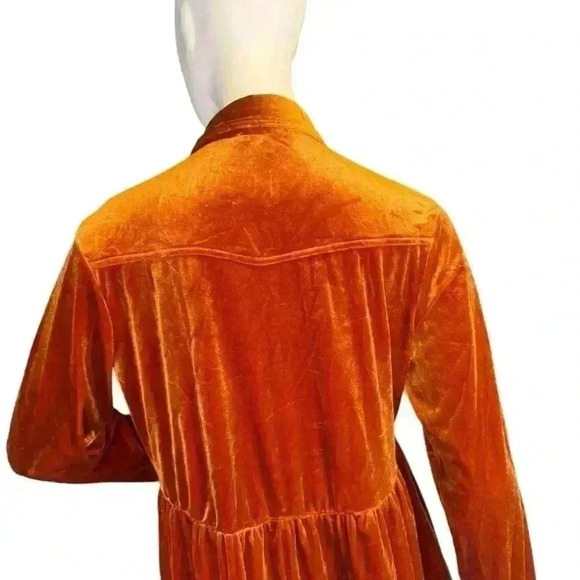 Umgee velvet button down swing hem shirt/dress Top Burnt Orange size M. - Picture 2 of 13
